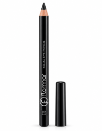 Black makeup pencil labeled Flormar Kajal Eye Pencil, tip exposed, cap removed nearby.”,