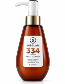 file_00000000db88820a95a23c23d98da281 - المول الشامل في الاردن Facial cleanser bottle with white pump and gold collar, labeled Sheglam 334, 120 ml