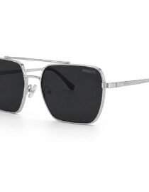 Square aviator sunglasses with a silver metal frame and dark lenses Verutti branding on the lens area