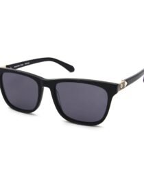 Black sunglasses with rectangular frames and dark lenses on a white background minimal and stylish