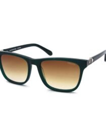 Dark green plastic sunglasses with brown gradient lenses brand name Verutti visible on the lens edge and temple endcap
