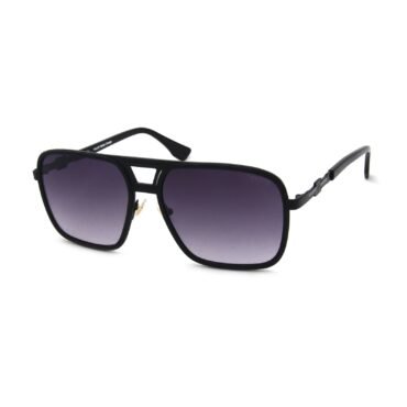 Black sunglasses with a wide rectangular frame and dark gradient lenses on a white background.
