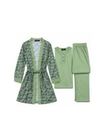 WhatsApp-Image-2026-10-30-at-61001-PM - المول الشامل في الاردن Womens green loungewear set floral lace robe with belt plus a sage green henley top and matching pants