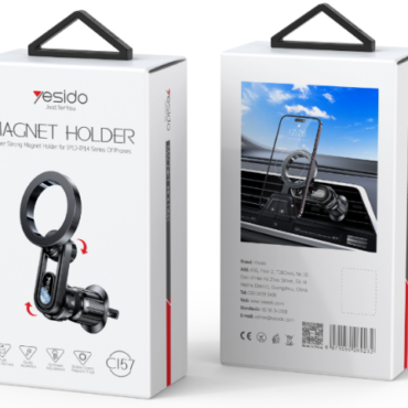 Boxed magnet phone holder for car front and back views showing device and packaging details iPhone 1214 compatible