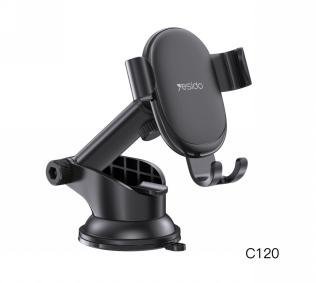 image122jpeg - المول الشامل في الاردن Black car phone mount with suction cup base and adjustable arm holding a smartphone model C120