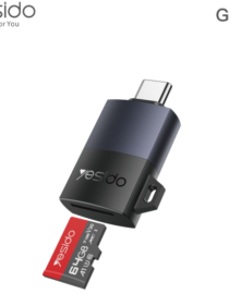 Yesido GS37 USB C OTG adapter with a red microSD card partially inserted into the slot