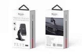 Boxed car phone holder packaging shown from two angles displaying the mount and mounting base pieces inside the boxes on a white background
