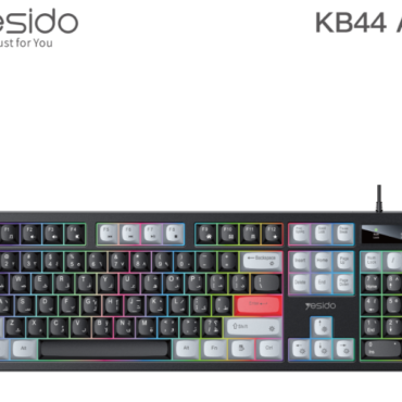 Yesido KB44 AR keyboard with multicolor backlit keys on a dark frame.