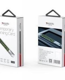 Two white product boxes labeled Temporary Parking Card shown from the front and back views