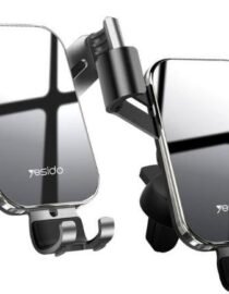Pair of Yesido car phone mounts with adjustable clamps and suction cup bases shown from a front angle view