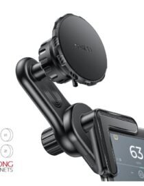image165jpeg - المول الشامل في الاردن Black car phone mount with a circular magnetic charging pad holding a smartphone in place
