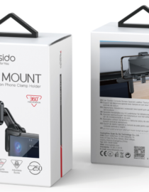 image174png - المول الشامل في الاردن Phone mount for car on white packaging showing a clamp style holder and a floating screen mount with 360° rotation feature Yesido