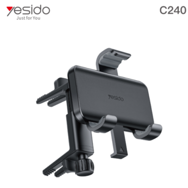Yesido C240 car phone mount with adjustable clamps and vent based grip black plastic with logo center