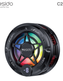 Yesido C226 RGB PC cooling fan with a black frame multicolor LED ring and a small digital display showing  8