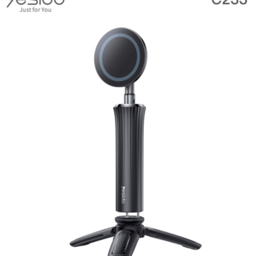 Yesido C233 smartphone gimbal stabilizer with a circular magnetic mount standing upright on a small tripod