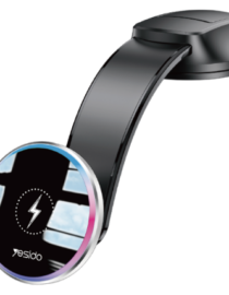Black wireless headset with a circular glossy earpiece displaying a lightning bolt icon and the Yesido logo on a white background