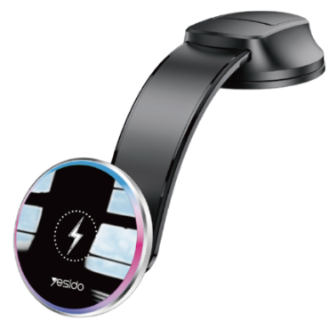 Black wireless headset with a circular glossy earpiece displaying a lightning bolt icon and the Yesido logo on a white background
