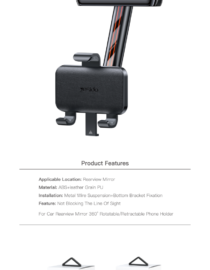 image36png - المول الشامل في الاردن Yesido C265 car rearview mirror phone holder mounted on a pole with adjustable clamps and base vessel in view