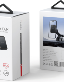 Two white product boxes labeled Magnet Holder with a car phone mount shown on the front featuring a suction base and adjustable arm black handle on top