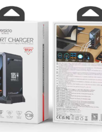 image411png - المول الشامل في الاردن Two Yesido product boxes for a Multi Port Charger the front shows a blue lit charger with 185W and 105W labels and the back panel displays technical details and multiple ports