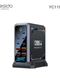 image412png - المول الشامل في الاردن Yesido YC119 desktop power supplyUPS with a blue lit front panel showing multiple outlets and USB ports
