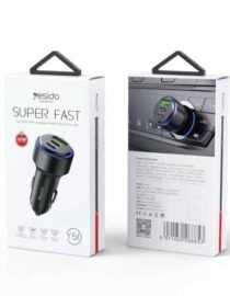 Packaging box for a USB car charger labeled SUPER FAST 60W showing the charger image on the front two boxes shown side by side