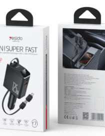 Yesido 4 in 1 Super Fast charger packaging with retractable cable front view