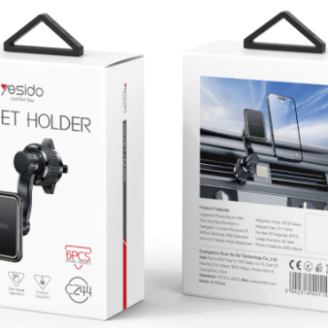 Two white Yesido Magnet Holder product boxes with a car phone mount display on the front and a black triangular handle on top in box packaging