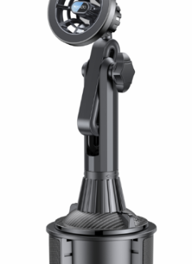 Desktop condenser microphone on an adjustable arm stand.