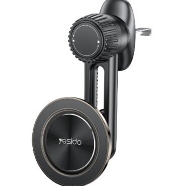 Yesido car phone mount with adjustable arm and circular magnetic cradle