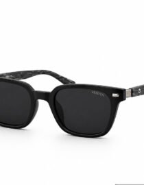 Black square frame sunglasses with dark lenses Verutti branding on the temples and camo patterned arms is visible